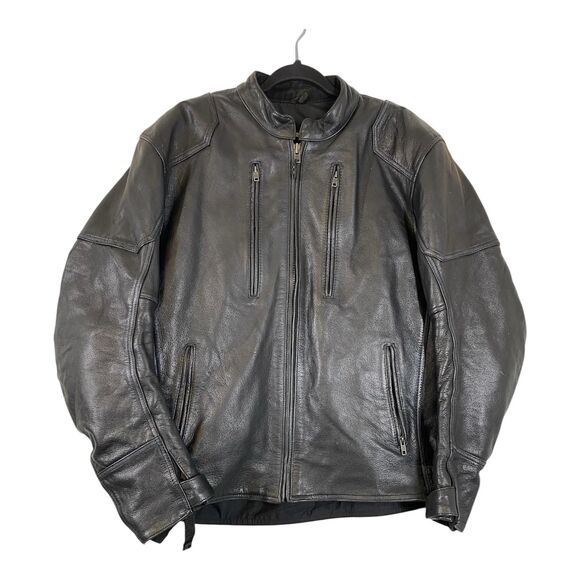Street & Steel Leather Jacket Mens 2XL Motorcycle Biker Quilted Liner Armor - Picture 1 of 15
